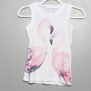 Chaser now white pink flamingo graphic sleeveless tank top